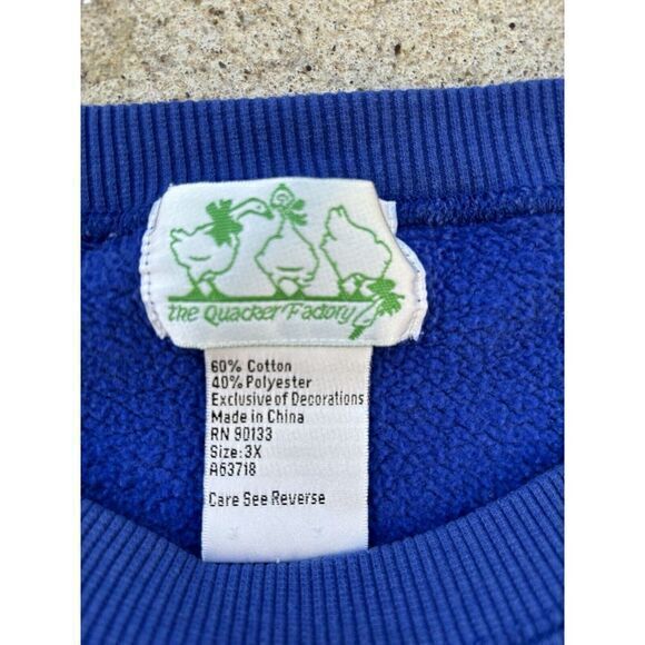 Quacker Factory Sweater Women Sz 3X Blue‎ Embroidered Red Stars - Picture 3 of 6